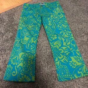 Lilly Pulitzer palm beach fit blue & green capris